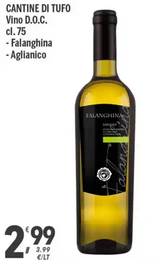 Supermercati Dok Cantine di Tufo Vino D.O.C. cl.75, Falanghina/Aglianico offerta