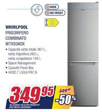 Trony Whirlpool Frigorifero Combinato W7X93A0X offerta