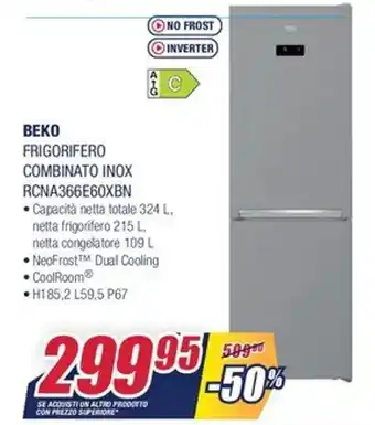 Trony Beko Frigorifero Combinato Inox RCNA366E60XBN offerta