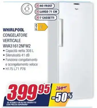 Trony Whirlpool Congelatore Verticale WVA31612NFW2 offerta