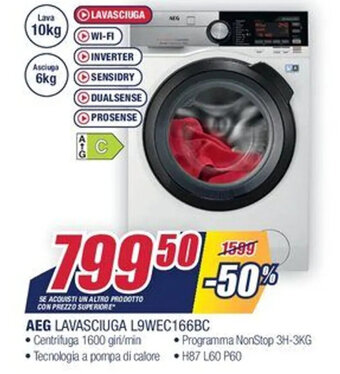 Trony AEG Lavasciuga L9WEC166BC offerta