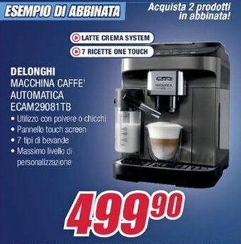Trony DeLonghi Macchina Caffe' Automatica ECAM29081TB offerta