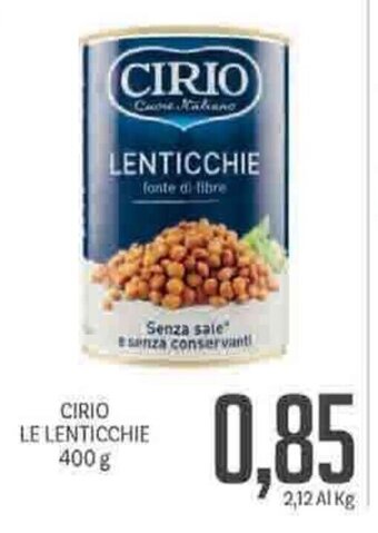 Supermercati Piccolo Cirio Le Lenticchie 400g offerta