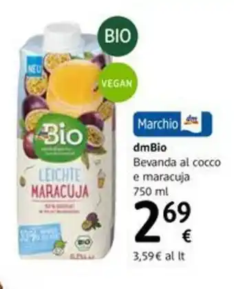 dm drogerie markt dmBio Bevanda al cocco e maracuja 750ml offerta