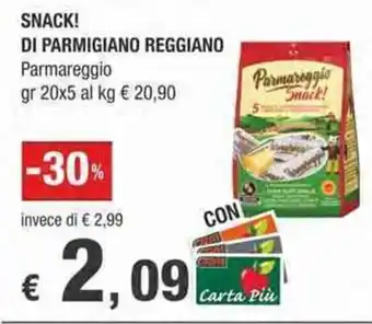 Crai Parmareggio Snack! di Parmigiano Reggiano gr 20x5 offerta