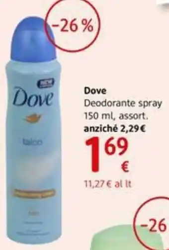 dm drogerie markt Dove Deodorante spray 150ml, assort offerta