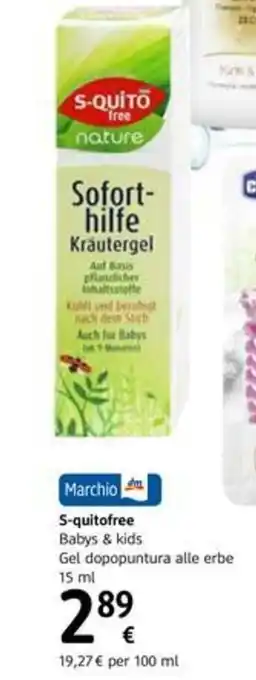 dm drogerie markt S-quitotfree baby & Kids gel dopopuntura alle erbe 15ml offerta