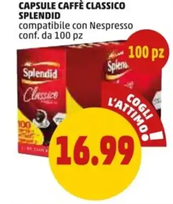 PENNY Splendid Capsule Caffè Classico compatibile con Nespresso 100 pz offerta