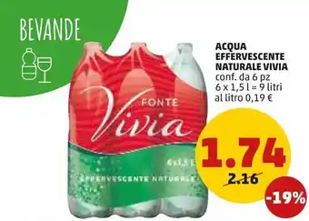 PENNY Acqua effervescente naturale vivia conf. da 6pz offerta