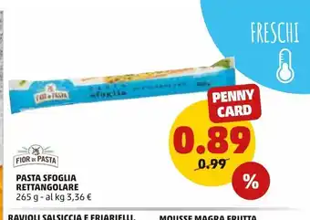 PENNY Pasta sfoglia rettangolare 265g fior di pasta offerta