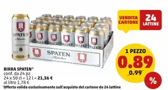 PENNY Birra spaten conf. da 24pz offerta