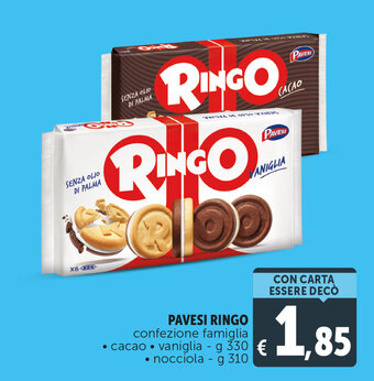 Deco Supermercati Pavesi Ringo confezione famiglia cacao/vaniglia g 330/nocciola g 310 offerta