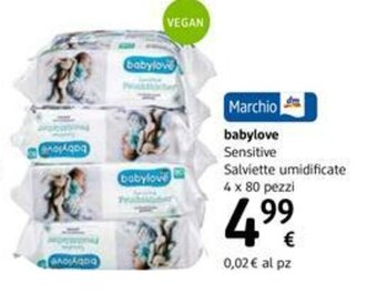 dm drogerie markt Babylove Sensitive Salviette umidificate 4x80 pezzi offerta