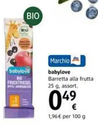 dm drogerie markt Babylove Barretta alla frutta 25g, assort offerta