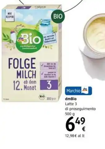 dm drogerie markt DmBio Latte 3 di proseguimento 500g offerta