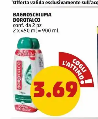 PENNY Bagnoschiuma borotalco conf. da 2pz 2x450ml offerta