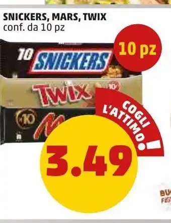 PENNY Snickers, mars, twix conf. da 10pz offerta