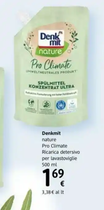 dm drogerie markt Denkmit nature Pro Climate Ricarica detersivo per lavastoviglie 500 ml offerta