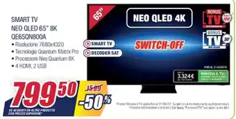 Trony Smart TV NEO QLED 65" 8K QE65QN800A offerta