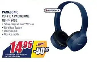 Trony Panasonic Cuffie a Padiglione RBHF420BE offerta