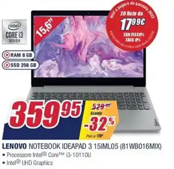 Trony Lenovo Notebook Ideapad 3 15IML05 (81WBO16MIX) offerta