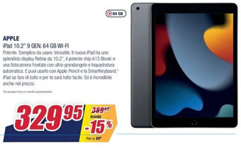 Trony Apple iPad 10.2" 9 GEN. 64 GB WI-FI offerta