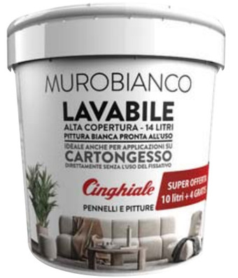 Idropittura lavabile muro bianco 10+4 litri