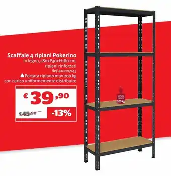 Bricocenter Scaffale 4 ripiani pokerino offerta