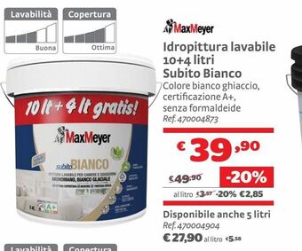 Bricocenter Idropittura lavabile 10+4 litri subito bianco offerta