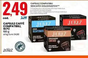 Eurospin Jerez Capsule Caffè Compatibili 16 Pz 100 g offerta