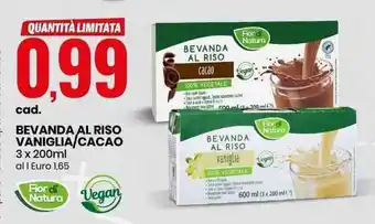 Eurospin Fior Natura Bevanda Al Riso Vaniglia / Cacao 3 x 200 ml offerta