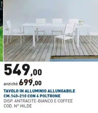 Tavolo In Alluminio Allungabile CM-140-3002110 Con 6 Poltrone