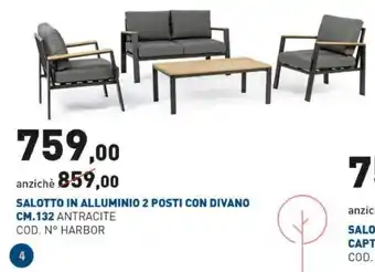 Scaramuzza Salotto In Alluminio 2 Posti Con Divano CM-132 offerta