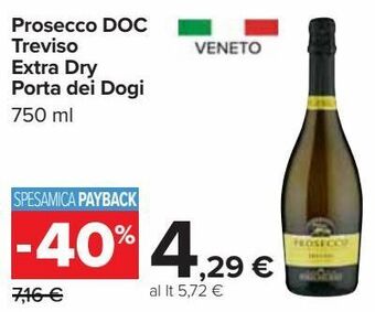Carrefour Market Prosecco doc treviso extra dry porta dei dogi offerta