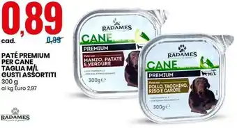 Eurospin Radames Paté Premium Per Cane Taglia M/L Gusti Assortiti 300 g offerta