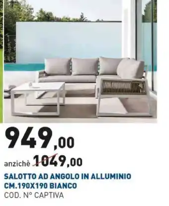 Scaramuzza Salotto Ad Angolo In Alluminio Cm.190x190 Bianco offerta