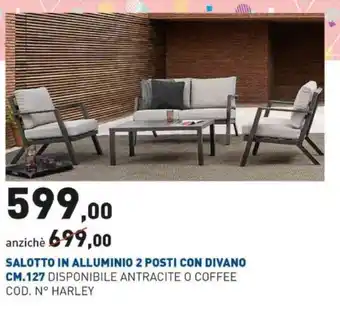 Scaramuzza Salotto In Alluminio 2 Posti Con Divano Cm.127 offerta