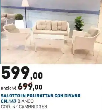Scaramuzza Salotto In Polirattan Con Divano Cm.147 offerta