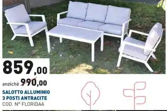 Scaramuzza Salotto Alluminio 2 Posti Antracite offerta