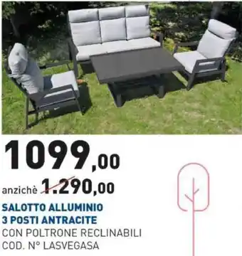 Scaramuzza Salotto Alluminio 3 Posti Antracite offerta