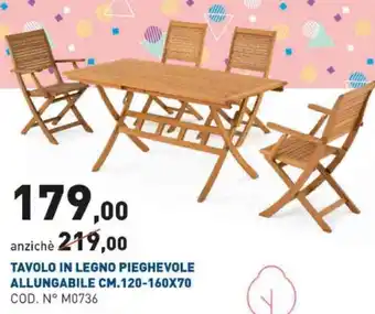 Tavolo In Legno Pieghevole Allungabile Cm.120-160x70