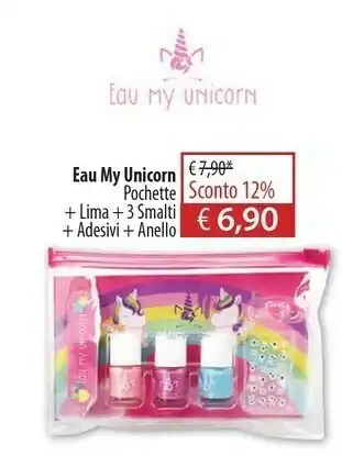 Eau My Unicorn Pochette + Lima + 3 Smalti + Adesivi + Anello