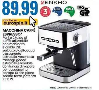 Eurospin Enkho Macchina Caffè Espresso offerta