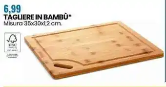 Eurospin Tagliere in Bambù Misura 35x30x1.2 cm offerta