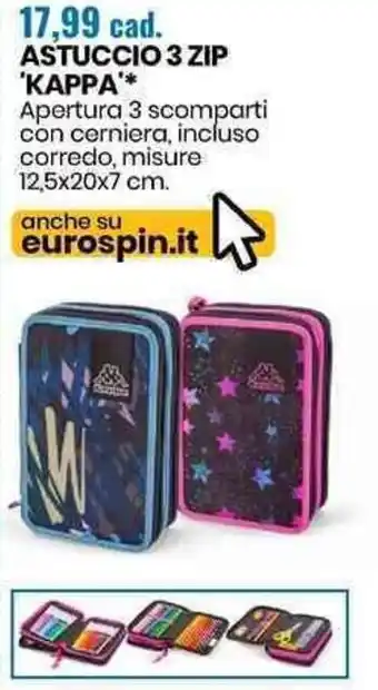 Eurospin Kappa Astuccio 3 Zip offerta