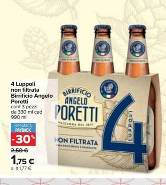 4 luppoli non filtrata birrificio angelo poretti