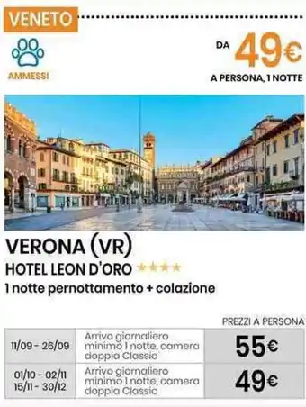 Eurospin Verona (VR) Hotel Leon D'Oro A Persona 1 Notte offerta