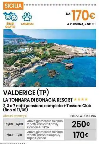 Eurospin Valderice (TP) La Tonnara di Bonagia Resort a Persona 2 Notti offerta