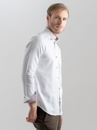 Invidia Camicia uomo bianca disegno spina pesce offerta
