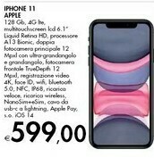 Bennet Apple Apple iPhone 11 128GB Nero offerta
